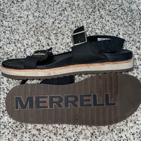 Merrell Shoes - Merrell Black leather Sandals with Adjustable Straps size 8